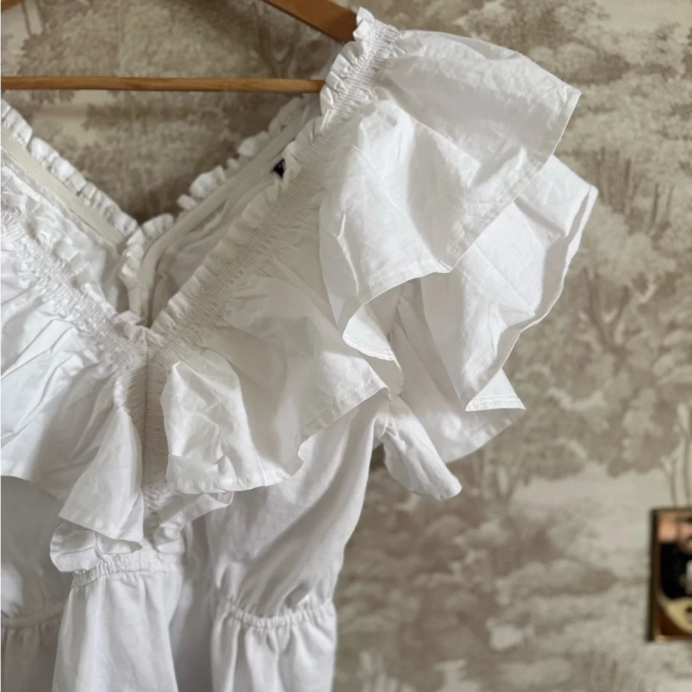 Zara White Off-Shoulder Ruffle Blouse, 100% cotton - Picture 2 of 9